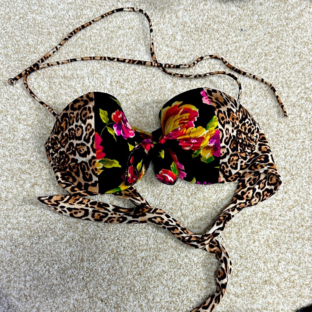 Victoria's Secret Leopard and Floral Bikini Top